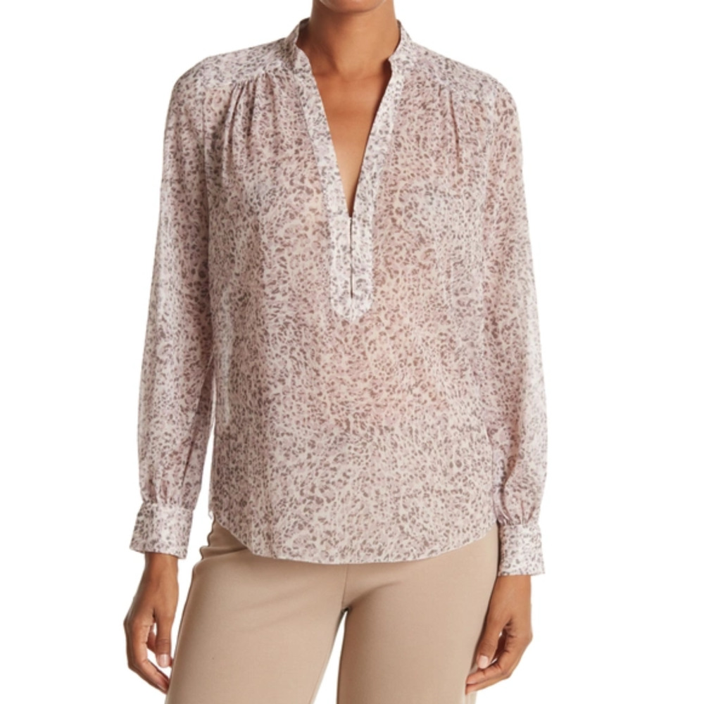 L'Agence Kavita Blouse long sleeve semi sheer printed size Small